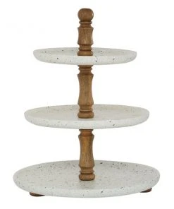 Grayson Lane 19-in x 14-in Contemporary 3-Tier Tray Stand in White Wood