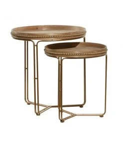 Grayson Lane 2-Piece Brown Wood Accent Table Set