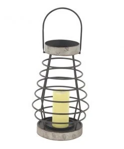 Grayson Lane 1 Candle Metal Lantern Farmhouse Candle Holder (Grey)
