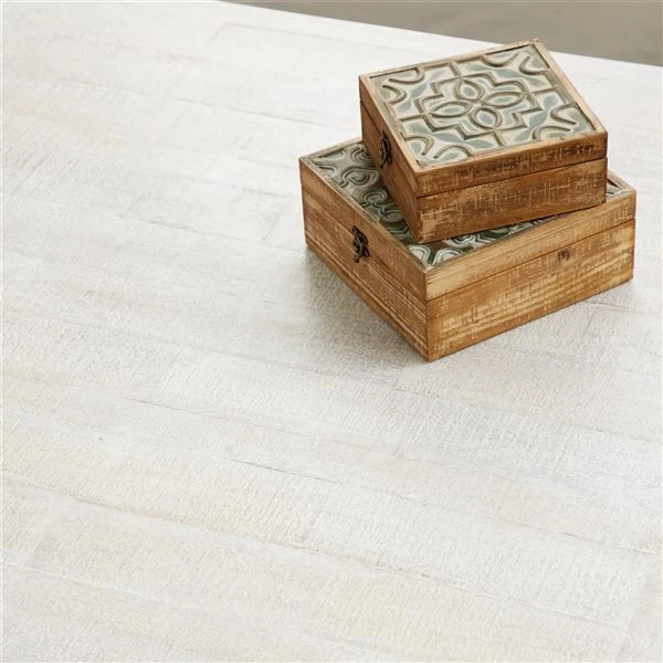 Grayson Lane 18-in x 44-in Vintage Coffee Table - White Mango Wood 5 Grayson Lane 18-in x 44-in Vintage Coffee Table - White Mango Wood - Image 5