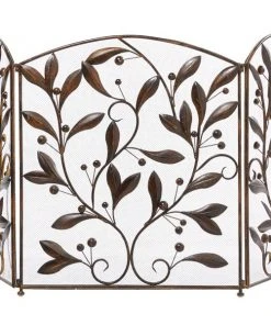 Grayson Lane 1-in Brown Iron 3-panel Scroll Fireplace Screen