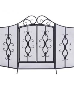Grayson Lane 24-in Gray Iron 3-panel Flat Fireplace Screen