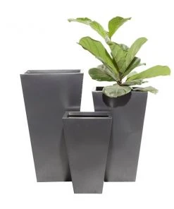 Grayson Lane 15-in x 25-in Black Metal Planters - Set of 3
