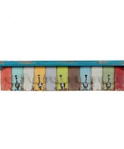 Grayson Lane 35-in x 9-in Multicolour Coastal Wood Wall Hook Rack with Shelf