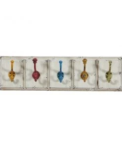 Grayson Lane Yellow/Red/Blue/Green MDF Decorative 5 Screw Wall Hooks - Set of 1