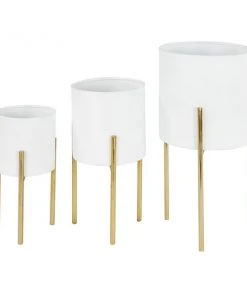 Grayson Lane 10-in W x 18-in H White Metal Planter - 3-Pack