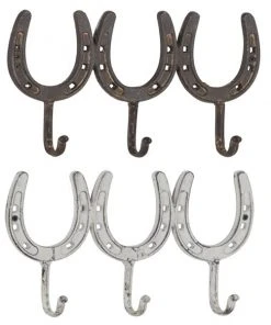 Grayson Lane 3-Hook Decorative Brown and White Iron Wall Hooks - Set of 2