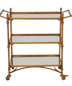 Grayson Lane Brown Metal Base with Galvanized Iron Top Kitchen Carts - 39.25-in x 22-in