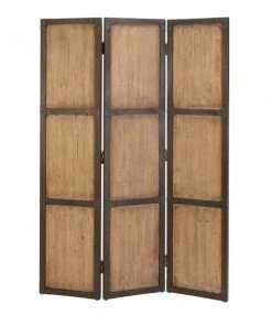Grayson Lane 3-Panel Brown Wood Folding Country Room Divider
