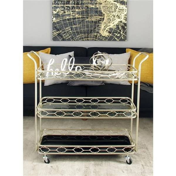 Grayson Lane Stainless Steel Metal Base with Mirror Top Kitchen Carts - 17-in x 18.2-in 2 Grayson Lane Stainless Steel Metal Base with Mirror Top Kitchen Carts - 17-in x 18.2-in - Image 2