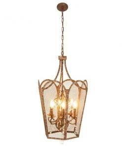 Grayson Lane 6-Light Brass Vintage Cage Chandelier