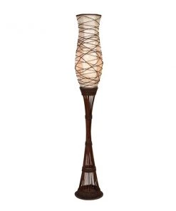 Grayson Lane 10-in x 59-in Mocha-Brown Traditional Floor Lamp with Bamboo Base