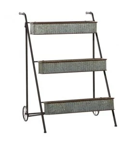 Grayson Lane 37-in x 26-in Grey Iron Farmhouse Plant Stand