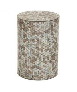 Grayson Lane 20-in x 14-in Multicoloured Mussel Shells Contemporary Round End Table