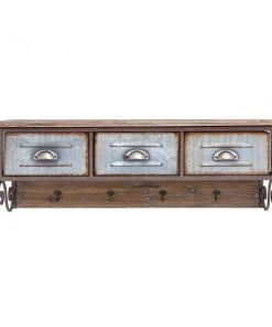 Grayson Lane 4-Hook Decorative Mocha Brown Wood Wall Hook