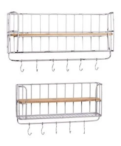Grayson Lane Decorative Silver Iron Wall Hooks - Set of 2