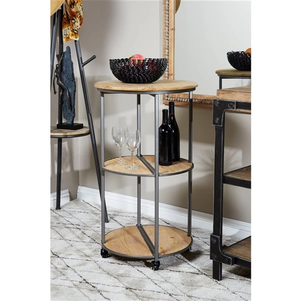 Grayson Lane Silver Metal Base with Wood Top Kitchen Cart (35-in x 20-in) 2 Grayson Lane Silver Metal Base with Wood Top Kitchen Cart (35-in x 20-in) - Image 2