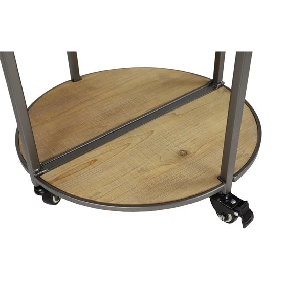 Grayson Lane Silver Metal Base with Wood Top Kitchen Cart (35-in x 20-in) 3 Grayson Lane Silver Metal Base with Wood Top Kitchen Cart (35-in x 20-in) - Image 3